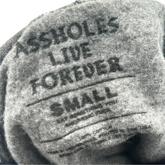 Assholes Live Forever Size Grey Soft Pullover Hoodie Men Unisex - Picture 3 of 4